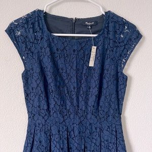 NWT Madewell Lacebloom Navy Lace Fit & Flare Dress Size 00